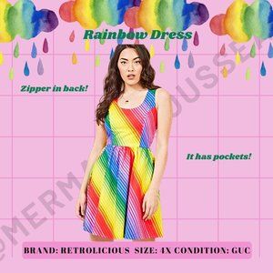 Retrolicious 4x Rainbow Striped Ombre Dress with Pockets